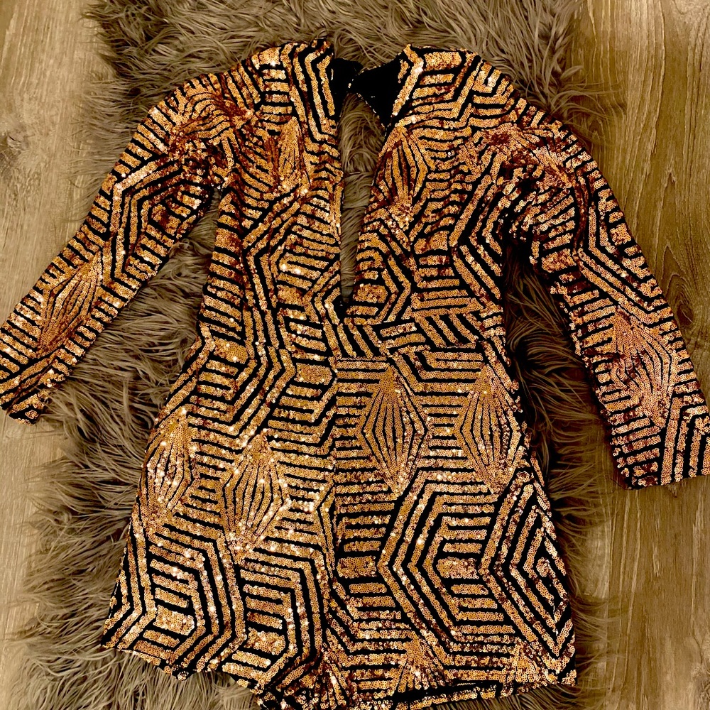 Black & Gold Short Jumpsuit